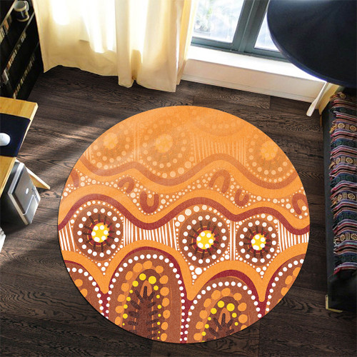 Australia Aboriginal Round Rug - Brown Aboriginal Dot Round Rug