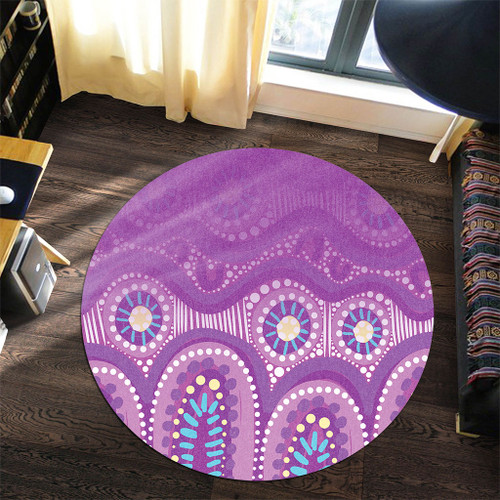 Australia Aboriginal Round Rug - Purple Aboriginal Dot Round Rug Australia Aboriginal Round Rug - Purple Aboriginal Dot Round Rug
