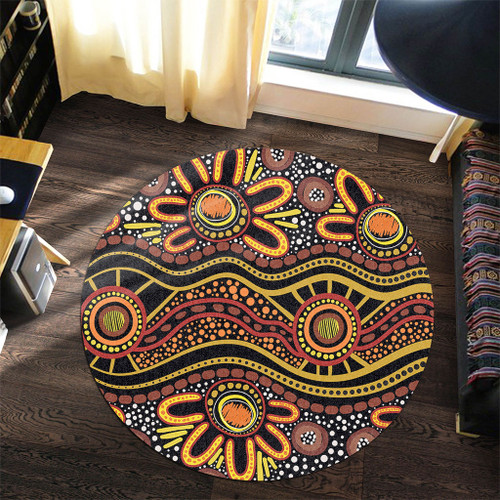 Australia Aboriginal Round Rug - Dot In Aboriginal Style Round Rug Australia Aboriginal Round Rug - Dot In Aboriginal Style Round Rug