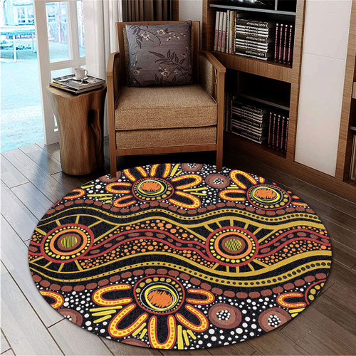 Australia Aboriginal Round Rug - Dot In Aboriginal Style Round Rug Australia Aboriginal Round Rug - Dot In Aboriginal Style Round Rug
