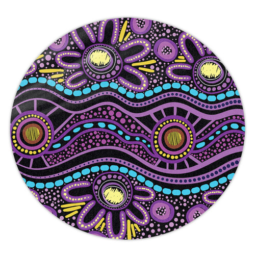 Australia Aboriginal Round Rug - Purple Dot In Aboriginal Style Round Rug Australia Aboriginal Round Rug - Purple Dot In Aboriginal Style Round Rug