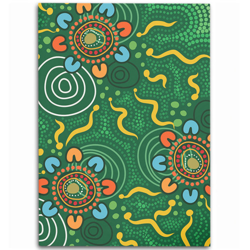 Australia Aboriginal Area Rug - Green Painting With Aboriginal Inspired Dot Area Rug Australia Aboriginal Area Rug - Green Painting With Aboriginal Inspired Dot Area Rug