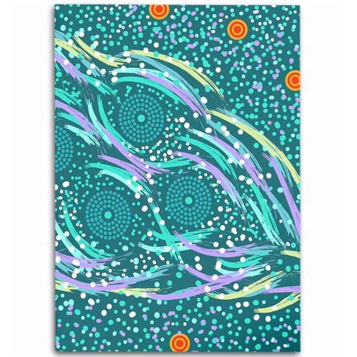 Australia Aboriginal Area Rug - Turquoise Dot Dreamtime Area Rug Australia Aboriginal Area Rug - Turquoise Dot Dreamtime Area Rug