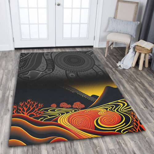 Australia Aboriginal Area Rug - Rainbow Serpent Dreamtime Land Art Inspired Area Rug Australia Aboriginal Area Rug - Rainbow Serpent Dreamtime Land Art Inspired Area Rug