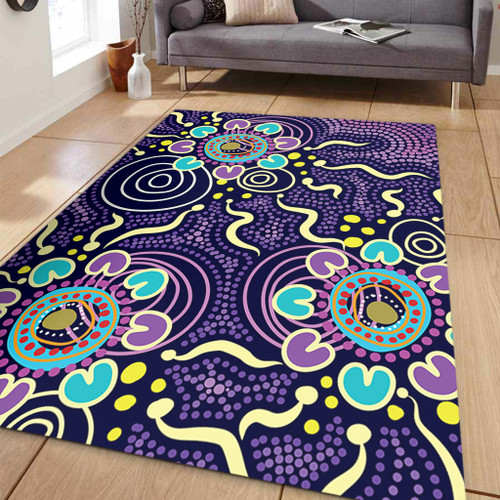 Australia Aboriginal Area Rug - Purple Painting With Aboriginal Inspired Dot Area Rug Australia Aboriginal Area Rug - Purple Painting With Aboriginal Inspired Dot Area Rug