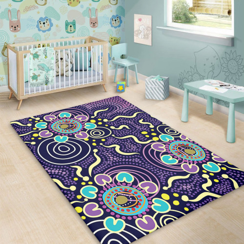 Australia Aboriginal Area Rug - Purple Painting With Aboriginal Inspired Dot Area Rug Australia Aboriginal Area Rug - Purple Painting With Aboriginal Inspired Dot Area Rug