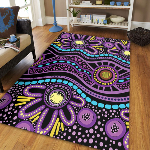 Australia Aboriginal Area Rug - Purple Dot In Aboriginal Style Area Rug
