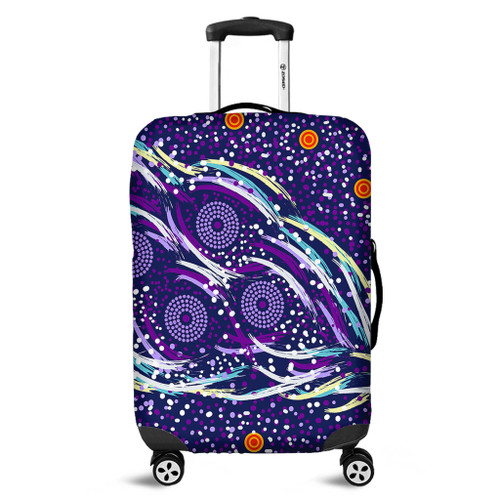 Australia Aboriginal Luggage Cover - Purple Dot Dreamtime Luggage Cover Australia Aboriginal Luggage Cover - Purple Dot Dreamtime Luggage Cover