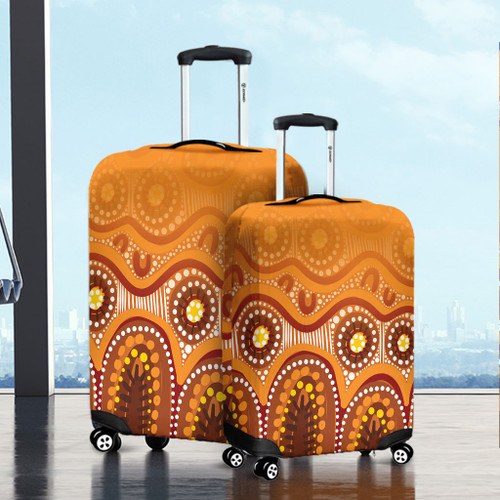 Australia Aboriginal Luggage Cover - Brown Aboriginal Dot Luggage Cover