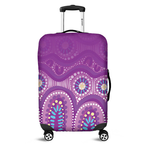 Australia Aboriginal Luggage Cover - Purple Aboriginal Dot Luggage Cover Australia Aboriginal Luggage Cover - Purple Aboriginal Dot Luggage Cover