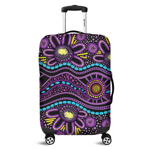 Australia Aboriginal Luggage Cover - Purple Dot In Aboriginal Style Luggage Cover Australia Aboriginal Luggage Cover - Purple Dot In Aboriginal Style Luggage Cover