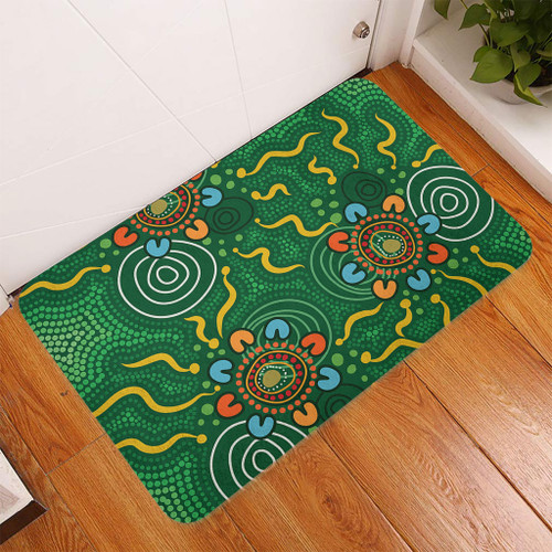 Australia Aboriginal Doormat - Green Painting With Aboriginal Inspired Dot Doormat Australia Aboriginal Doormat - Green Painting With Aboriginal Inspired Dot Doormat