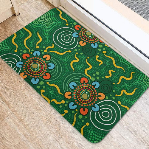 Australia Aboriginal Doormat - Green Painting With Aboriginal Inspired Dot Doormat Australia Aboriginal Doormat - Green Painting With Aboriginal Inspired Dot Doormat