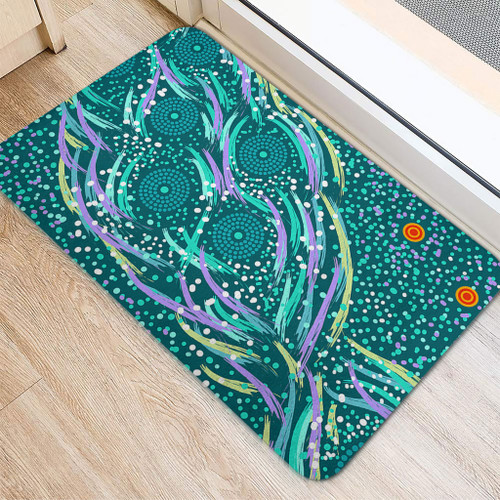 Australia Aboriginal Doormat - Turquoise Dot Dreamtime Doormat Australia Aboriginal Doormat - Turquoise Dot Dreamtime Doormat