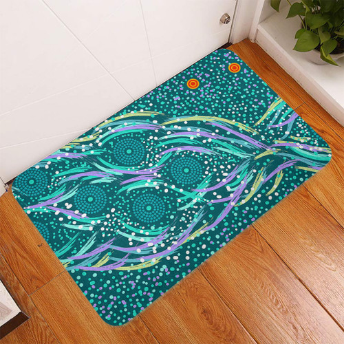 Australia Aboriginal Doormat - Turquoise Dot Dreamtime Doormat Australia Aboriginal Doormat - Turquoise Dot Dreamtime Doormat