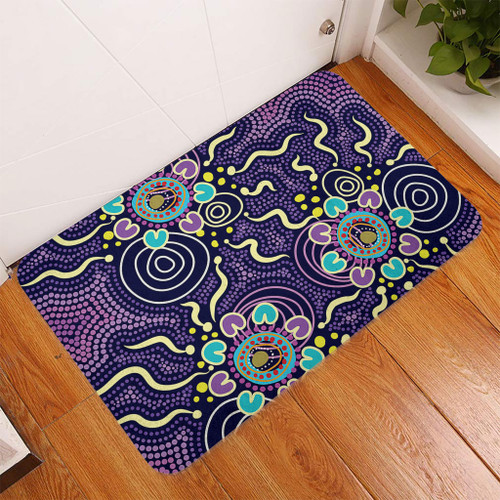 Australia Aboriginal Doormat - Purple Painting With Aboriginal Inspired Dot Doormat