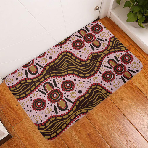 Australia Aboriginal Doormat - Aboriginal Inspired With Pink Background Doormat Australia Aboriginal Doormat - Aboriginal Inspired With Pink Background Doormat