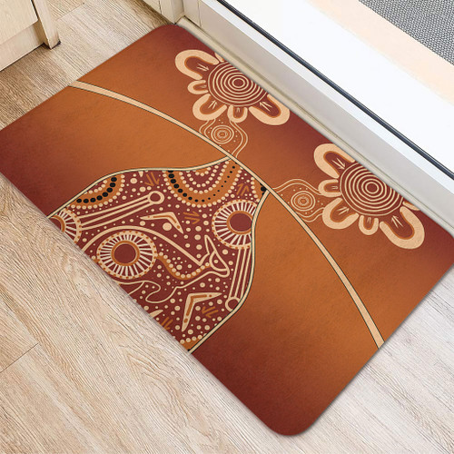 Australia Aboriginal Doormat - Brown Kangaroo In Aboriginal Dot Art Doormat Australia Aboriginal Doormat - Brown Kangaroo In Aboriginal Dot Art Doormat