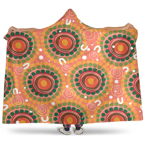 Australia Aboriginal Hooded Blanket - Abstract Seamless Pattern With Aboriginal Inspired Hooded Blanket