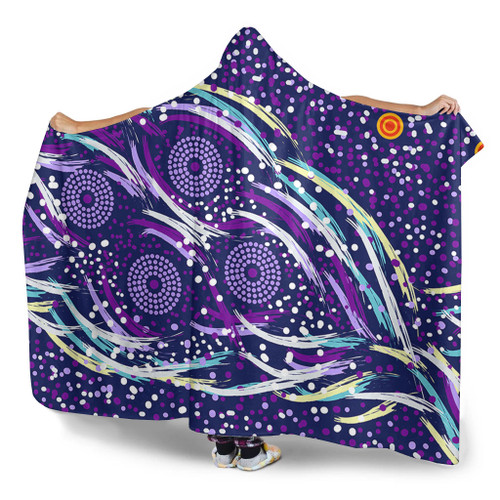 Australia Aboriginal Hooded Blanket - Purple Dot Dreamtime Hooded Blanket Australia Aboriginal Hooded Blanket - Purple Dot Dreamtime Hooded Blanket