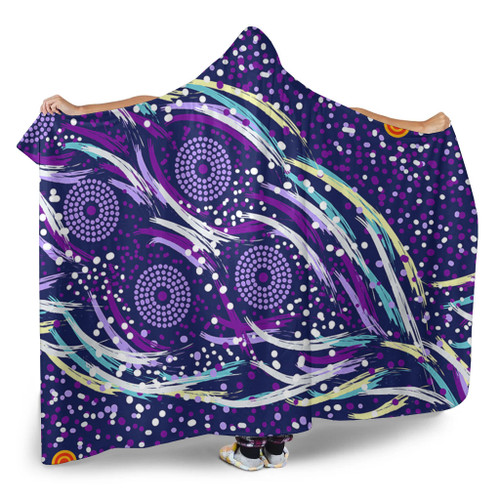 Australia Aboriginal Hooded Blanket - Purple Dot Dreamtime Hooded Blanket Australia Aboriginal Hooded Blanket - Purple Dot Dreamtime Hooded Blanket