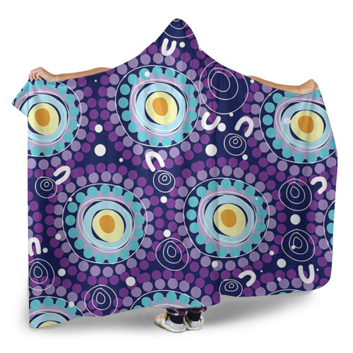 Australia Aboriginal Hooded Blanket - Purple Abstract Seamless Pattern With Aboriginal Inspired Hooded Blanket