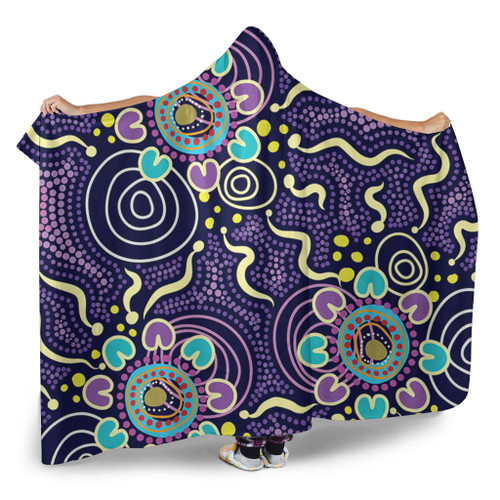 Australia Aboriginal Hooded Blanket - Purple Painting With Aboriginal Inspired Dot Hooded Blanket Australia Aboriginal Hooded Blanket - Purple Painting With Aboriginal Inspired Dot Hooded Blanket