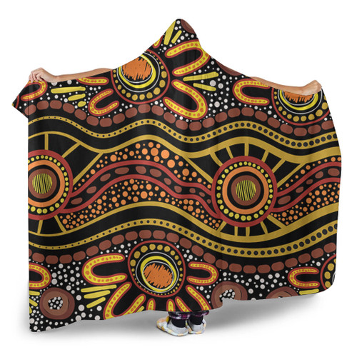 Australia Aboriginal Hooded Blanket - Dot In Aboriginal Style Hooded Blanket Australia Aboriginal Hooded Blanket - Dot In Aboriginal Style Hooded Blanket