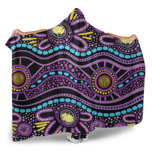 Australia Aboriginal Hooded Blanket - Purple Dot In Aboriginal Style Hooded Blanket Australia Aboriginal Hooded Blanket - Purple Dot In Aboriginal Style Hooded Blanket
