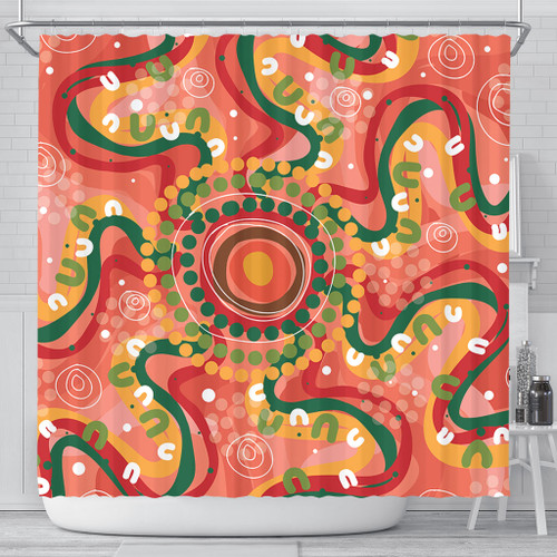 Australia Aboriginal Shower Curtain - Aboriginal Art Style Abstract Shower Curtain Australia Aboriginal Shower Curtain - Aboriginal Art Style Abstract Shower Curtain