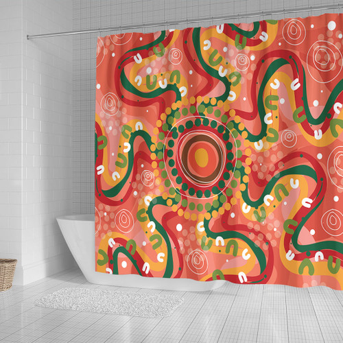 Australia Aboriginal Shower Curtain - Aboriginal Art Style Abstract Shower Curtain Australia Aboriginal Shower Curtain - Aboriginal Art Style Abstract Shower Curtain
