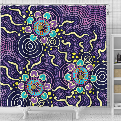 Australia Aboriginal Shower Curtain - Purple Painting With Aboriginal Inspired Dot Shower Curtain