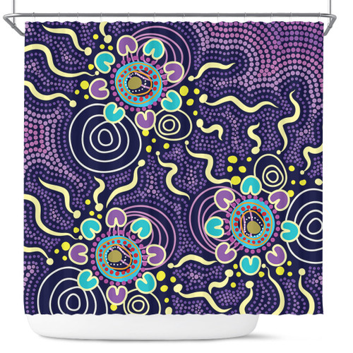 Australia Aboriginal Shower Curtain - Purple Painting With Aboriginal Inspired Dot Shower Curtain Australia Aboriginal Shower Curtain - Purple Painting With Aboriginal Inspired Dot Shower Curtain