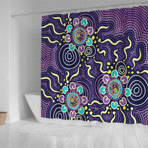 Australia Aboriginal Shower Curtain - Purple Painting With Aboriginal Inspired Dot Shower Curtain Australia Aboriginal Shower Curtain - Purple Painting With Aboriginal Inspired Dot Shower Curtain
