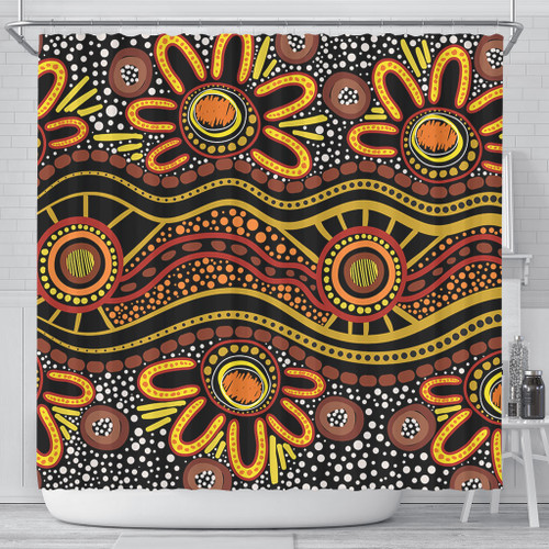 Australia Aboriginal Shower Curtain - Dot In Aboriginal Style Shower Curtain Australia Aboriginal Shower Curtain - Dot In Aboriginal Style Shower Curtain