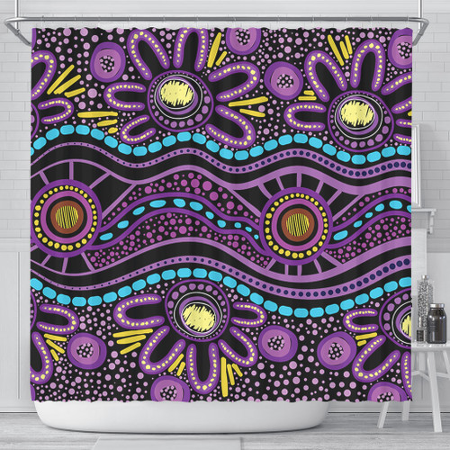 Australia Aboriginal Shower Curtain - Purple Dot In Aboriginal Style Shower Curtain