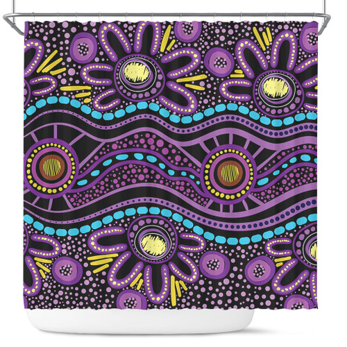 Australia Aboriginal Shower Curtain - Purple Dot In Aboriginal Style Shower Curtain