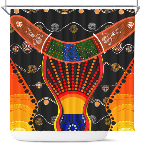 Australia Aboriginal Shower Curtain - Indigenous Dot With Boomerang Inspired Shower Curtain Australia Aboriginal Shower Curtain - Indigenous Dot With Boomerang Inspired Shower Curtain