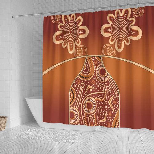 Australia Aboriginal Shower Curtain - Brown Kangaroo In Aboriginal Dot Art Shower Curtain Australia Aboriginal Shower Curtain - Brown Kangaroo In Aboriginal Dot Art Shower Curtain