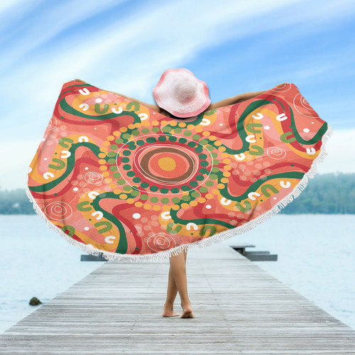Australia Aboriginal Beach Blanket - Aboriginal Art Style Abstract Beach Blanket Australia Aboriginal Beach Blanket - Aboriginal Art Style Abstract Beach Blanket