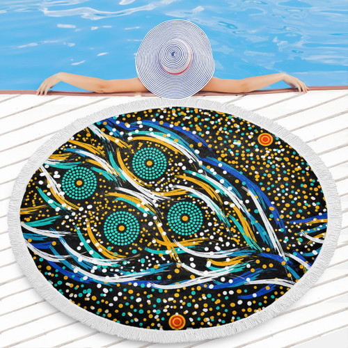 Australia Aboriginal Beach Blanket - Color Dot Dreamtime Beach Blanket Australia Aboriginal Beach Blanket - Color Dot Dreamtime Beach Blanket