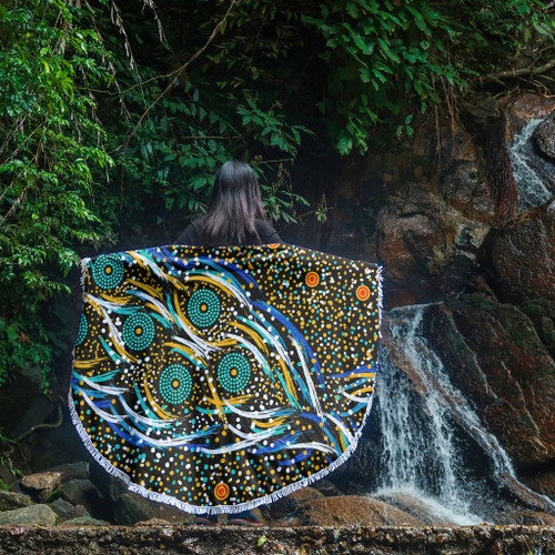 Australia Aboriginal Beach Blanket - Color Dot Dreamtime Beach Blanket Australia Aboriginal Beach Blanket - Color Dot Dreamtime Beach Blanket