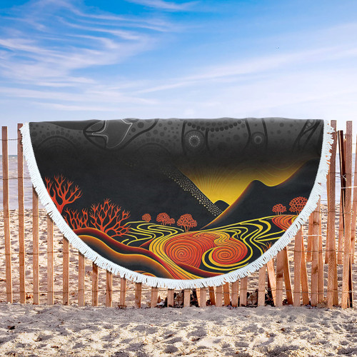 Australia Aboriginal Beach Blanket - Rainbow Serpent Dreamtime Land Art Inspired Beach Blanket Australia Aboriginal Beach Blanket - Rainbow Serpent Dreamtime Land Art Inspired Beach Blanket