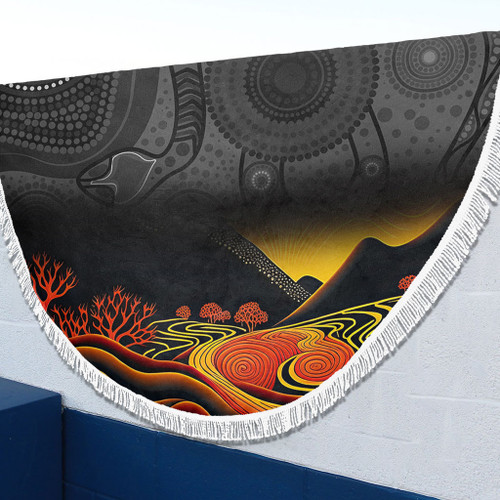Australia Aboriginal Beach Blanket - Rainbow Serpent Dreamtime Land Art Inspired Beach Blanket Australia Aboriginal Beach Blanket - Rainbow Serpent Dreamtime Land Art Inspired Beach Blanket