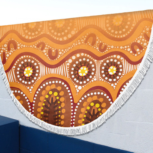Australia Aboriginal Beach Blanket - Brown Aboriginal Dot Beach Blanket Australia Aboriginal Beach Blanket - Brown Aboriginal Dot Beach Blanket