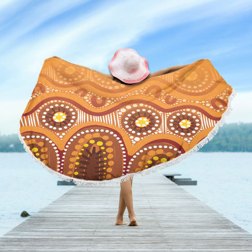 Australia Aboriginal Beach Blanket - Brown Aboriginal Dot Beach Blanket Australia Aboriginal Beach Blanket - Brown Aboriginal Dot Beach Blanket