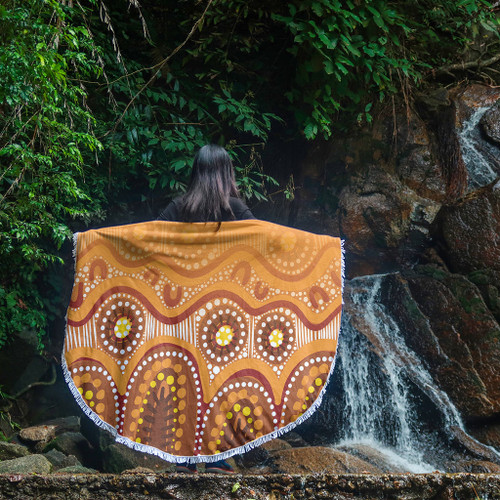 Australia Aboriginal Beach Blanket - Brown Aboriginal Dot Beach Blanket Australia Aboriginal Beach Blanket - Brown Aboriginal Dot Beach Blanket