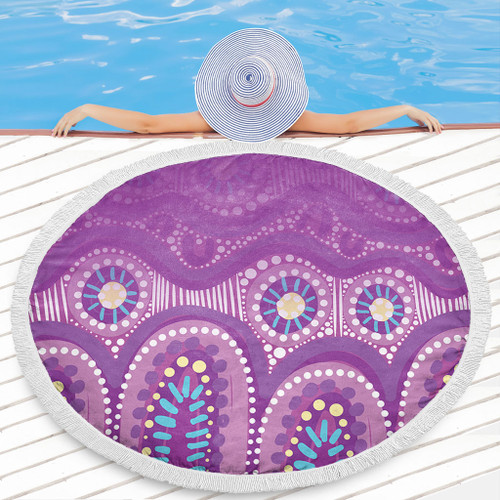 Australia Aboriginal Beach Blanket - Purple Aboriginal Dot Beach Blanket