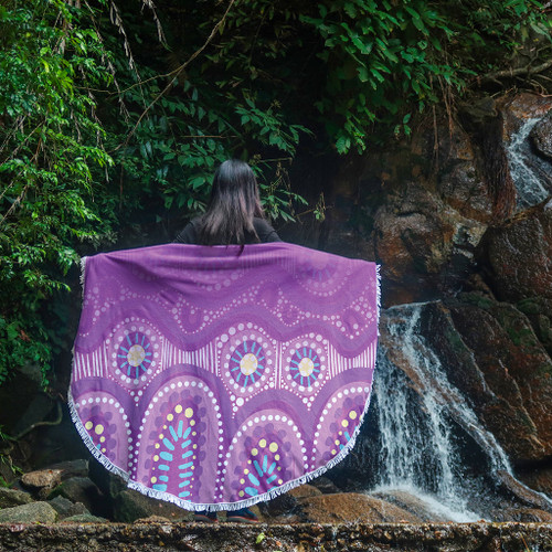 Australia Aboriginal Beach Blanket - Purple Aboriginal Dot Beach Blanket Australia Aboriginal Beach Blanket - Purple Aboriginal Dot Beach Blanket