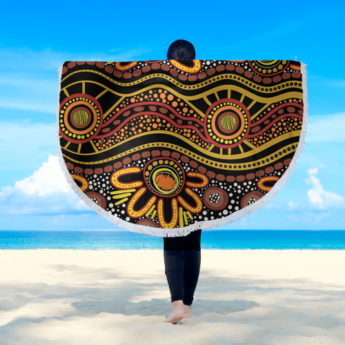 Australia Aboriginal Beach Blanket - Dot In Aboriginal Style Beach Blanket Australia Aboriginal Beach Blanket - Dot In Aboriginal Style Beach Blanket